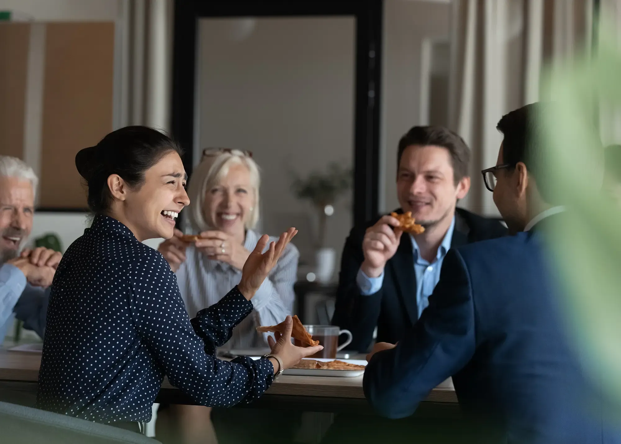Colleagues meeting for a casual business lunch