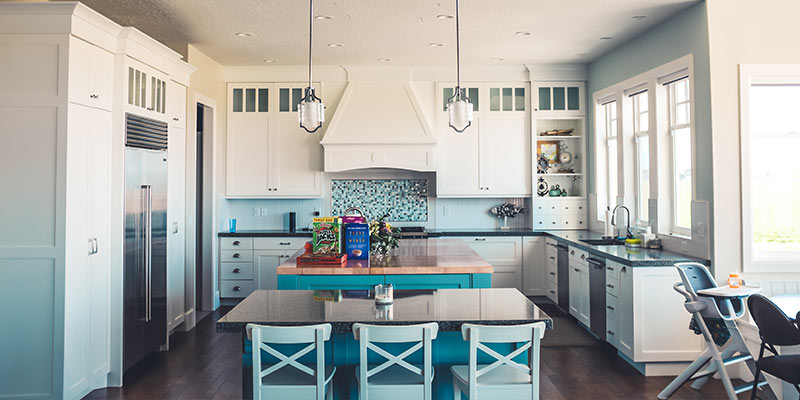 inviting kitchen with island and table