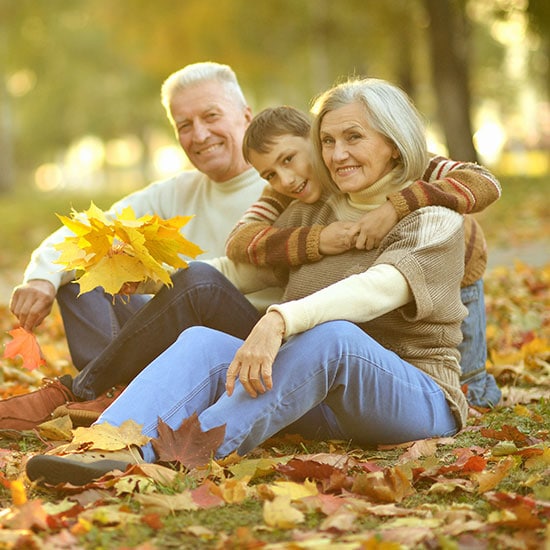 retired couple with grandchild