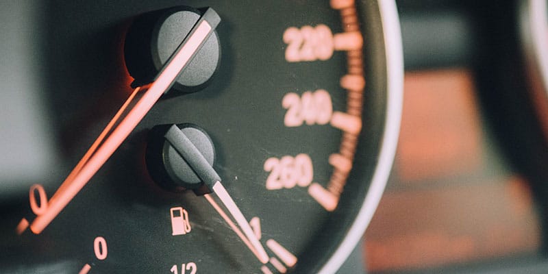 close up of a vehicle's speedometer