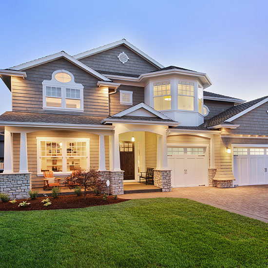 exterior of home at dusk