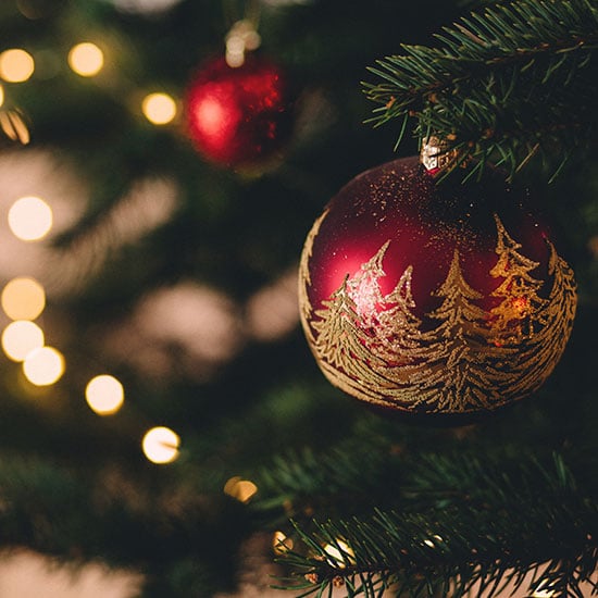 shallow focus photo of red ornament on a Christmas tree