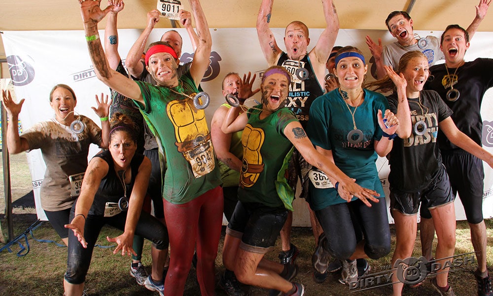 group of DFCU employees after the Dirty Dash