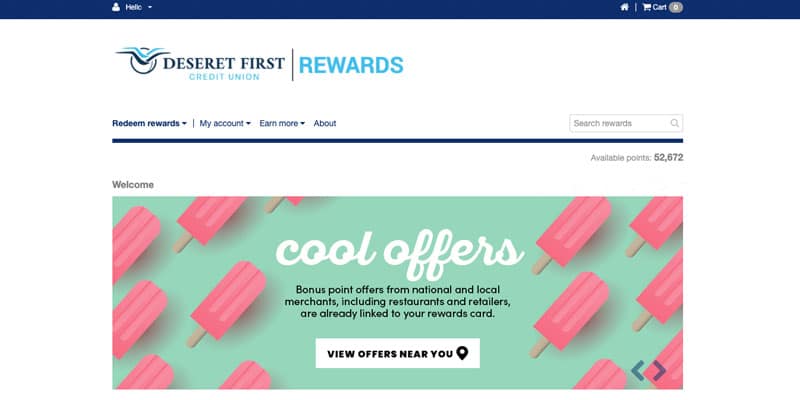 screenshot of the DFCU Rewards program site