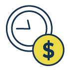 coin with clock, vector icon