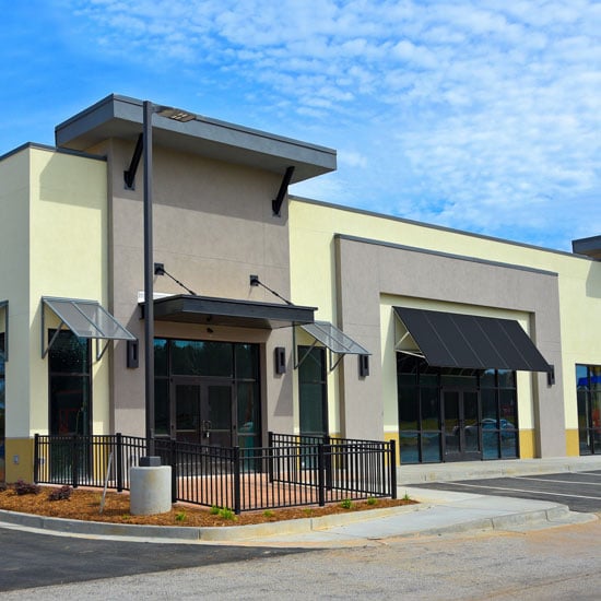 Store front of new small business buildings