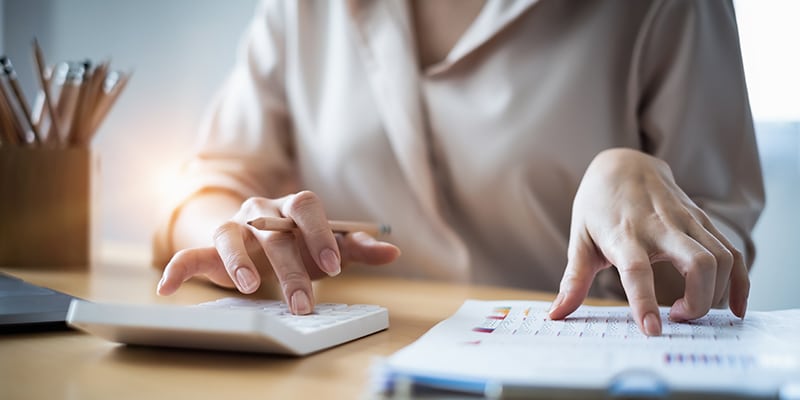 Women calculating her finances