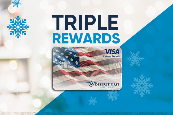 A photo with a Platinum Rewards card on it with the text: Triple Rewards.