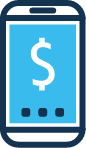 Icon of a mobile device with a cash symbol