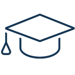 An icon of a graduation cap